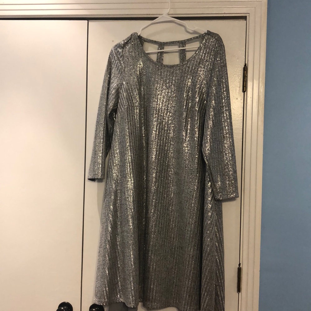 Metallic silver knee-length dress from Torrid